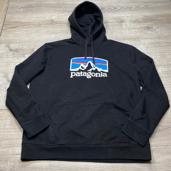 Patagonia Other - Patagonia Uprisal Hoody Mens XL Black Fitz Roy Logo Graphic Pullover Sweatshirt